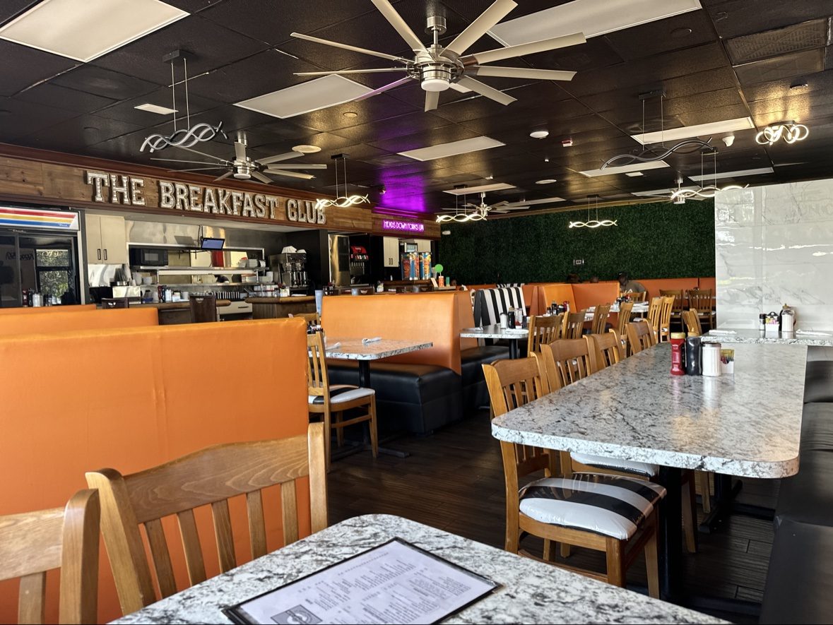 Booths and tables inside The Breakfast Club